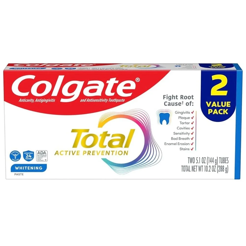 Colgate Total Whitening (5.1‎ oz, 2ct) + Cavity Protection (6 oz, 6ct) Bundle